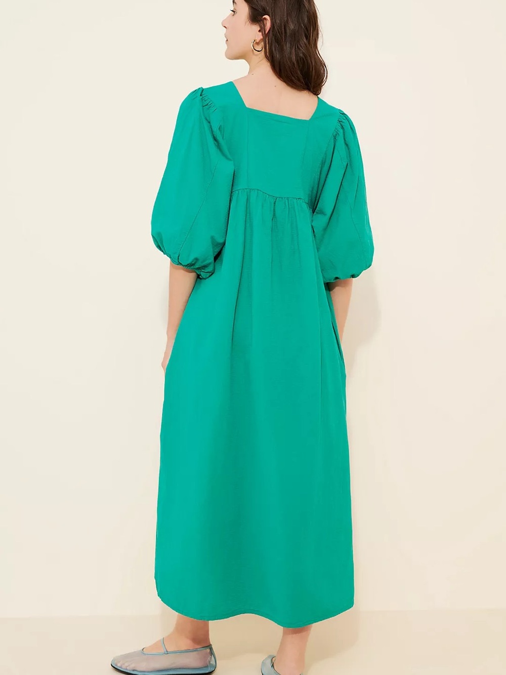NWOT Bobo Choses Emerald Green Square-Neck Fish Maxi Dress - Picture 2 of 8